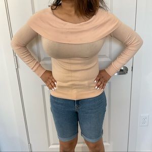 Pastel Pink Off The Shoulder Sweater by Joan Vass